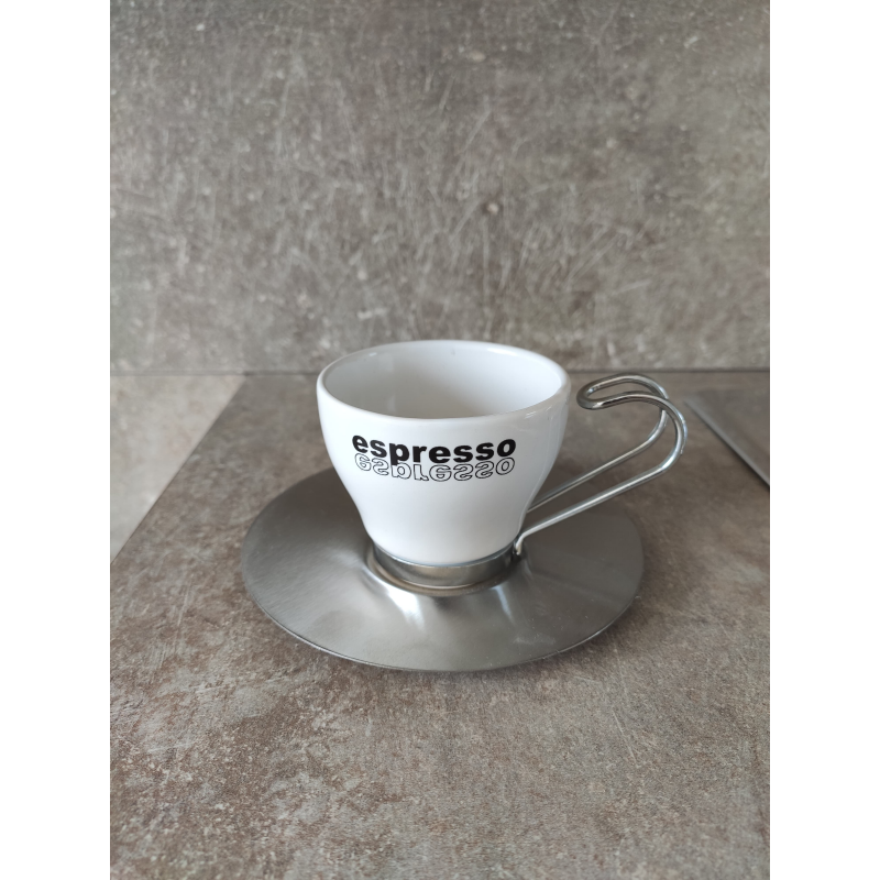 Set 4 tazze Caffe Espresso/Cappuccino in ceramica e metallo