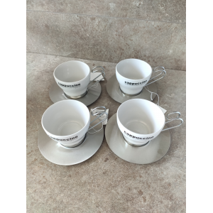 Zoom Set 4 tazze Caffe Espresso/Cappuccino in ceramica e metallo