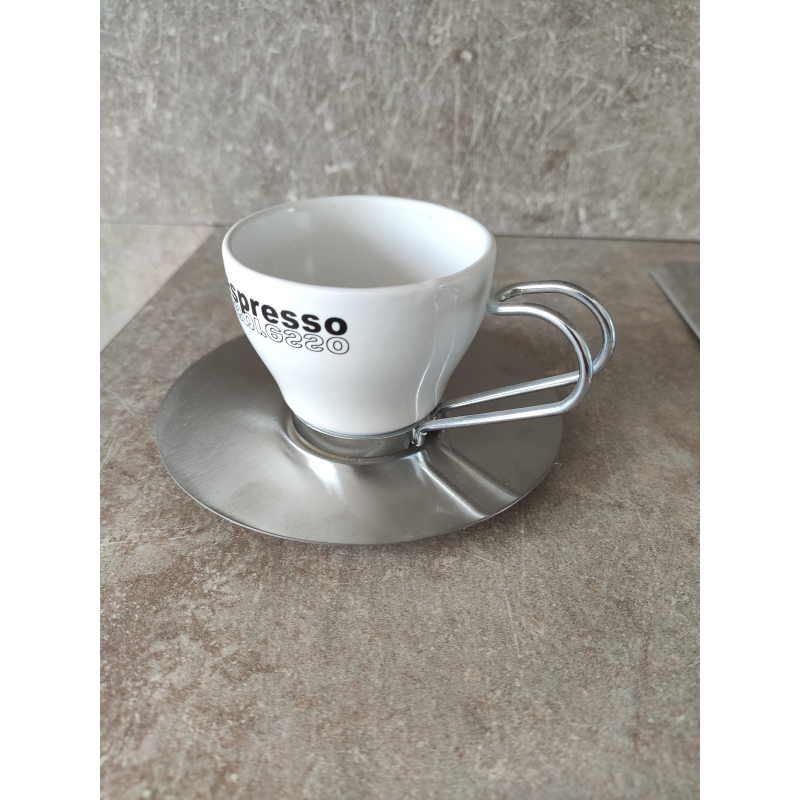 Set 4 tazze Caffe Espresso/Cappuccino in ceramica e metallo