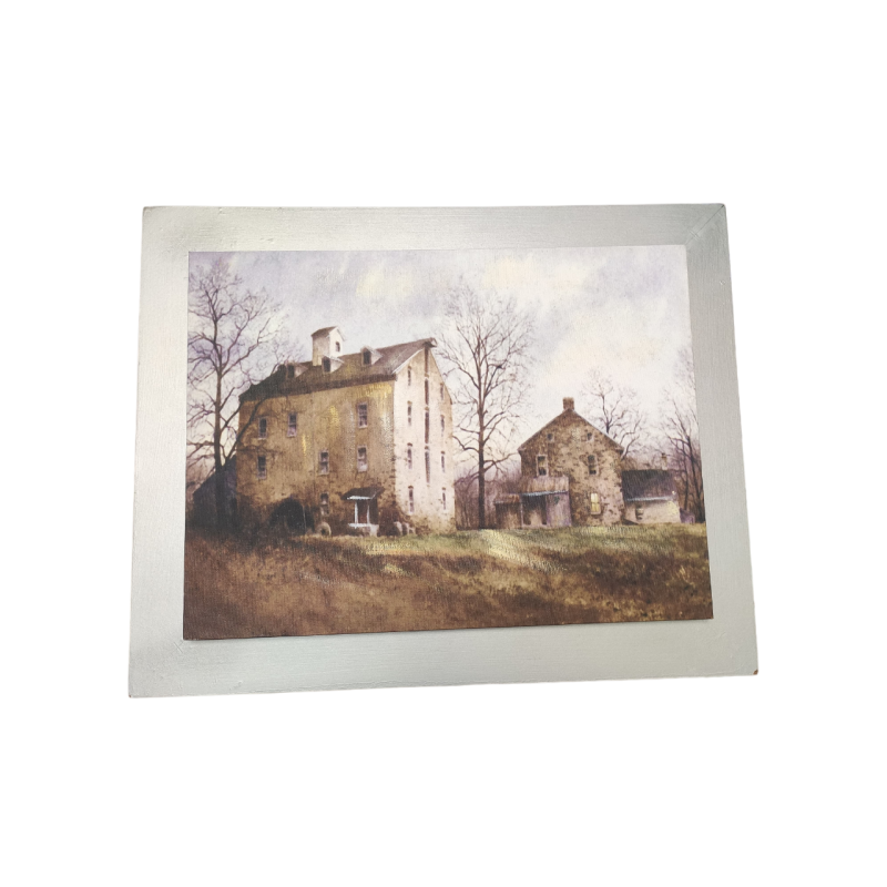 Quadro case di campagna rettangolare 50x40cm con cornice color argento
