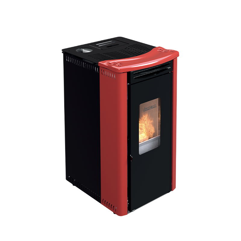 Orione stufa a pellet ventilata 9,1 kw rosso lucido Lincar