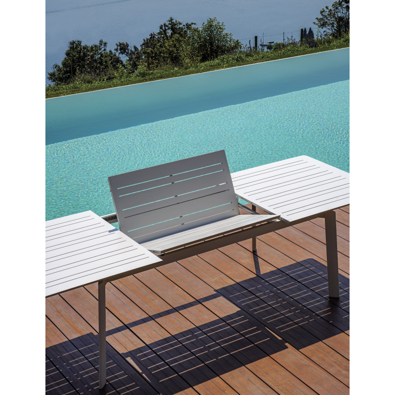 Set Tavolo Porto + 10 Sedie Lucca Alluminio Bianco