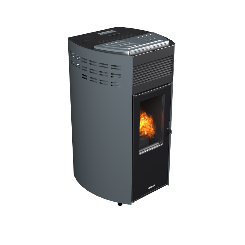 Erica stufa a pellet ventilata 10,8kw in acciaio e ghisa grigio Lincar
