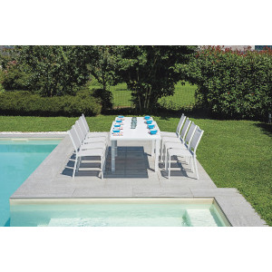 Set Tavolo Porto + 10 Sedie Pola Alluminio Bianco Text Grigio Chiaro Moia