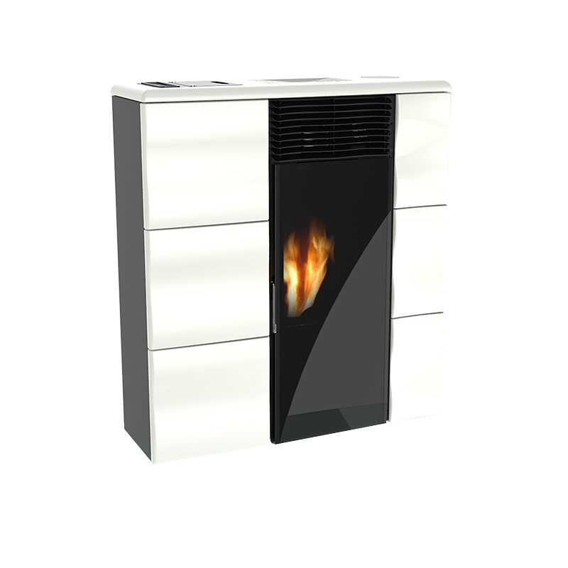 Stufa a pellet Olga 502L slim ventilata in ceramica 9,7kw bianco Lincar