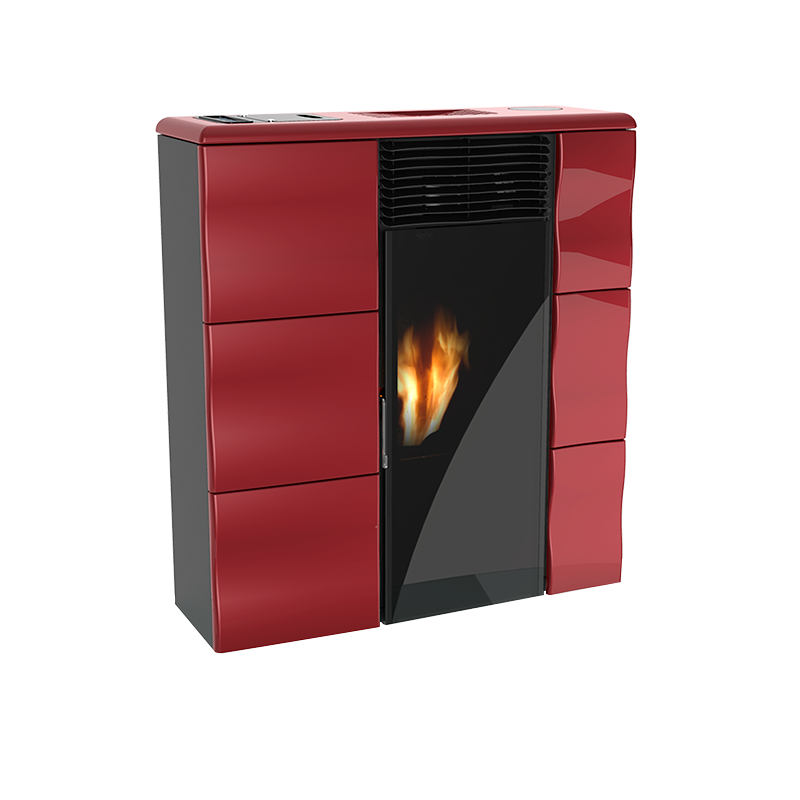 Stufa a pellet Olga 502L slim ventilata in ceramica 9,7kw rosso Lincar