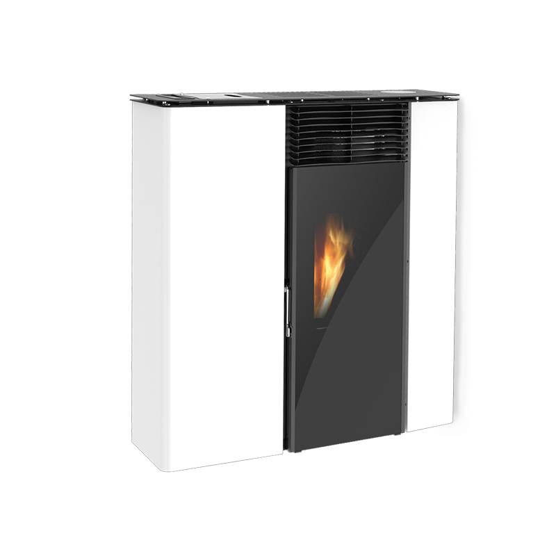 Stufa a pellet Flat 501 slim canalizzata 11,1kw in acciaio bianco Lincar