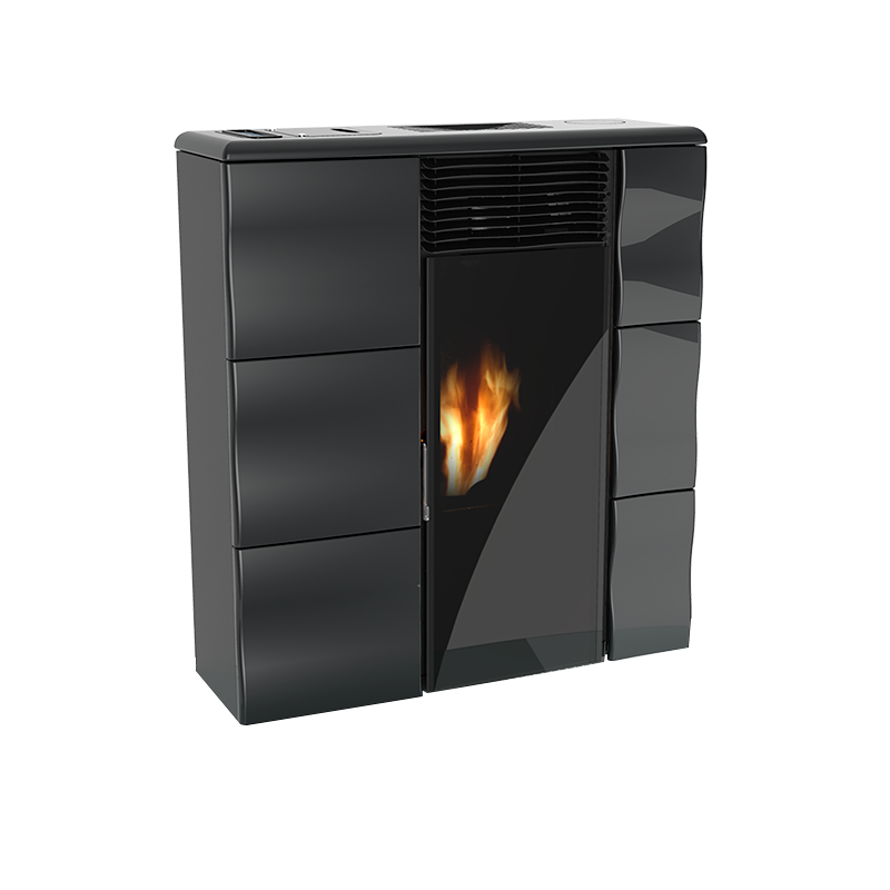 Stufa a pellet Olga 501L slim canalizzata in ceramica 11,1kw nero Lincar