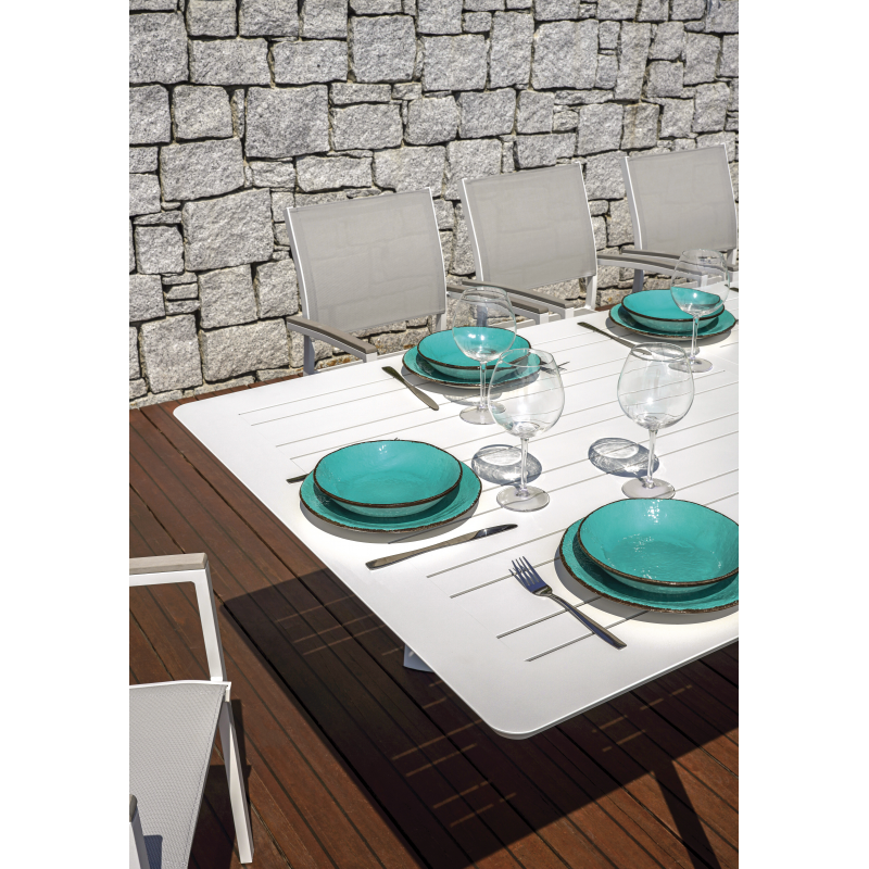 Set Tavolo Porto + 10 Sedie Samo Alluminio Bianco Moia