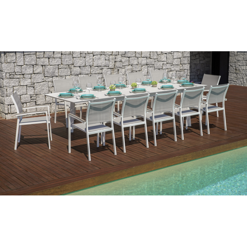 Set Tavolo Porto + 10 Sedie Regista Paros Alluminio Bianco