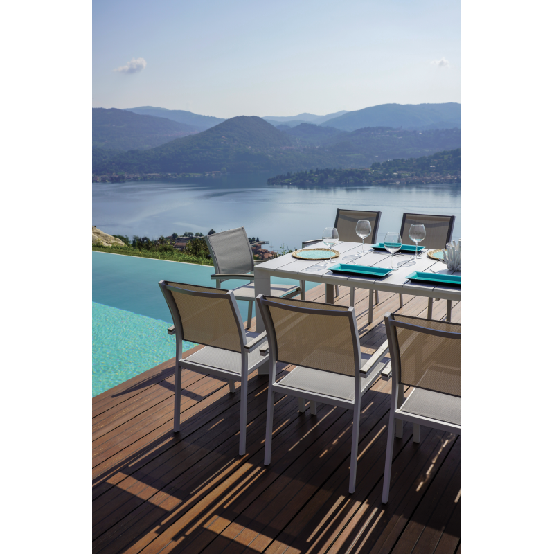 Set Tavolo Nettuno + 10 Sedie Pola Alluminio Bianco Moia