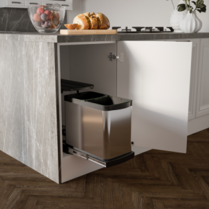 Pattumiera per differenziata Recycle Inox da cucina, 2 x 12 L, fissaggio sul fondo ed estrazione manuale