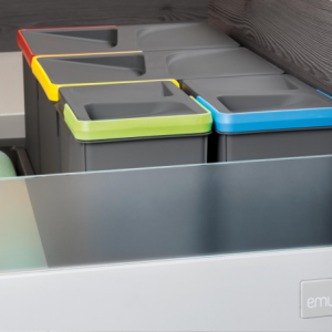 Contenitori per cassetti da cucina Recycle, Altezza 216, 2x12, Plastica grigio antracite, Tecnoplastica.