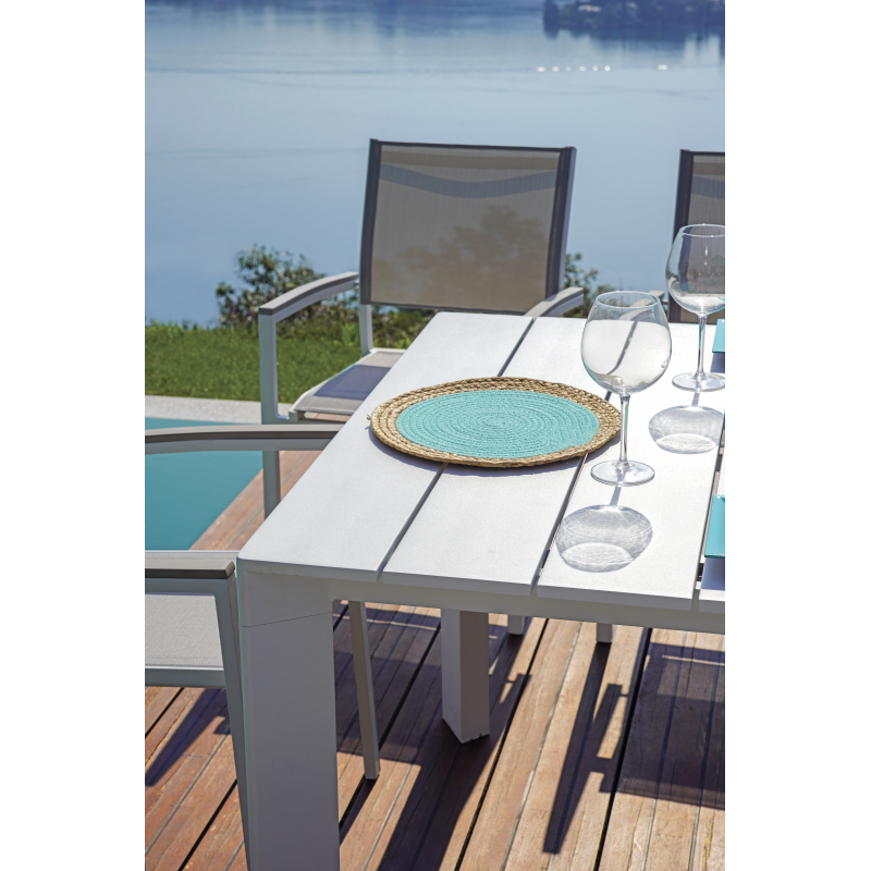 Set Tavolo Nettuno + 10 Sedie Regista Paros Alluminio Bianco