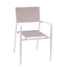 Set Tavolo alluminio + 4 Poltrone alluminio e texilene cleveland bianco opaco cm 55x56h86