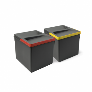 Contenitori per cassetti da cucina Recycle, Altezza 216, 2x12, Plastica grigio antracite, Tecnoplastica.