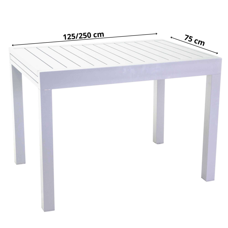 Set Tavolo alluminio + 4 Poltrone alluminio e texilene cleveland bianco opaco cm 55x56h86
