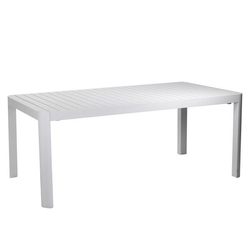 Set Tavolo alluminio + 6 Poltrone alluminio e texilene cleveland bianco opaco cm 55x56h86