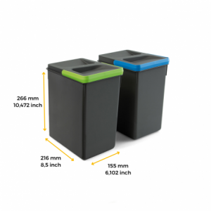 Contenitori per cassetti da cucina Recycle, Altezza 266, 2x7, Plastica grigio antracite, Tecnoplastica.
