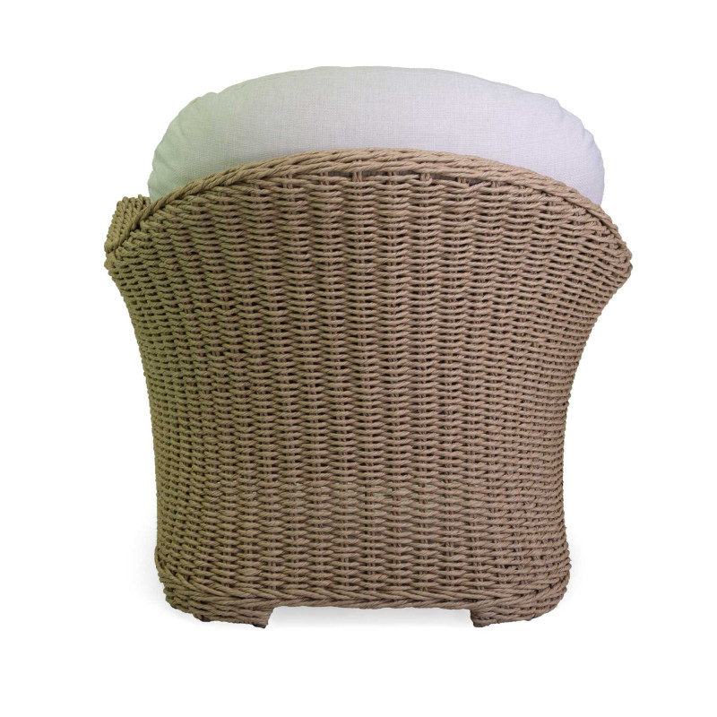 Salotto polyrattan Oakland naturale con cuscini bianchi da esterno