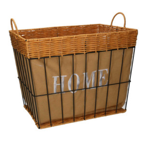 Cestone Metallo Con Fodera Naturale Rettangolare Cm 45x33h52