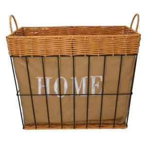 Zoom Cestone Metallo Con Fodera Naturale Rettangolare Cm 45x33h52