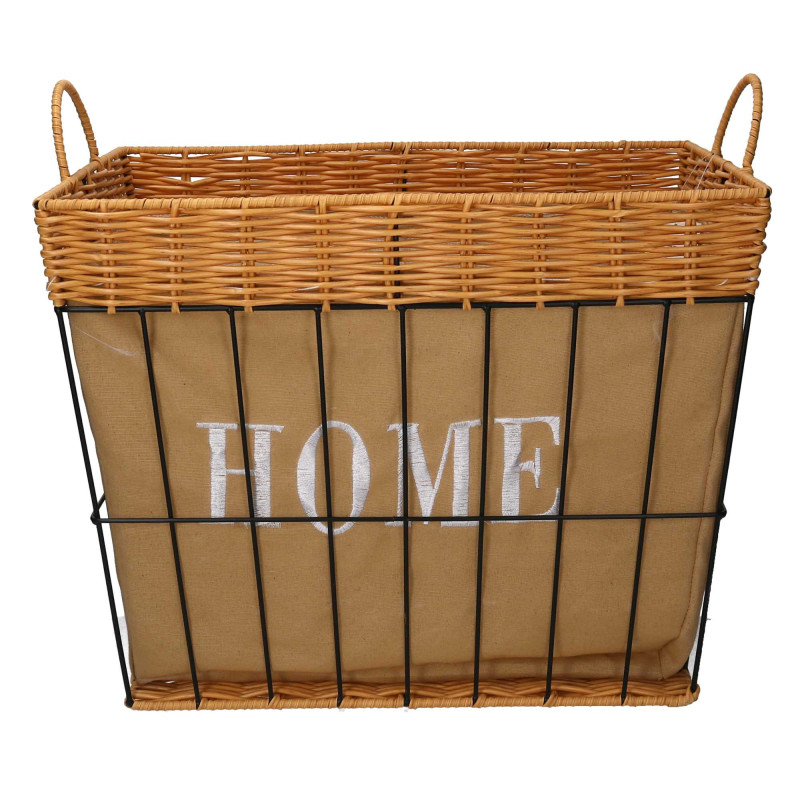 Cestone Metallo Con Fodera Naturale Rettangolare Cm 45x33h52