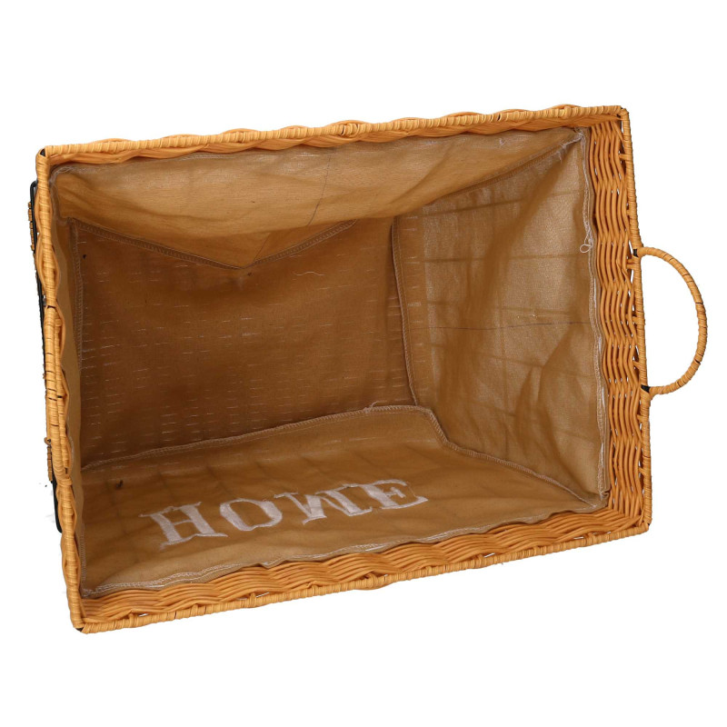 Cestone Metallo Con Fodera Naturale Rettangolare Cm 45x33h52