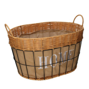 Cassetto Metallo Con Fodera Naturale Ovale Cm 45x35h25