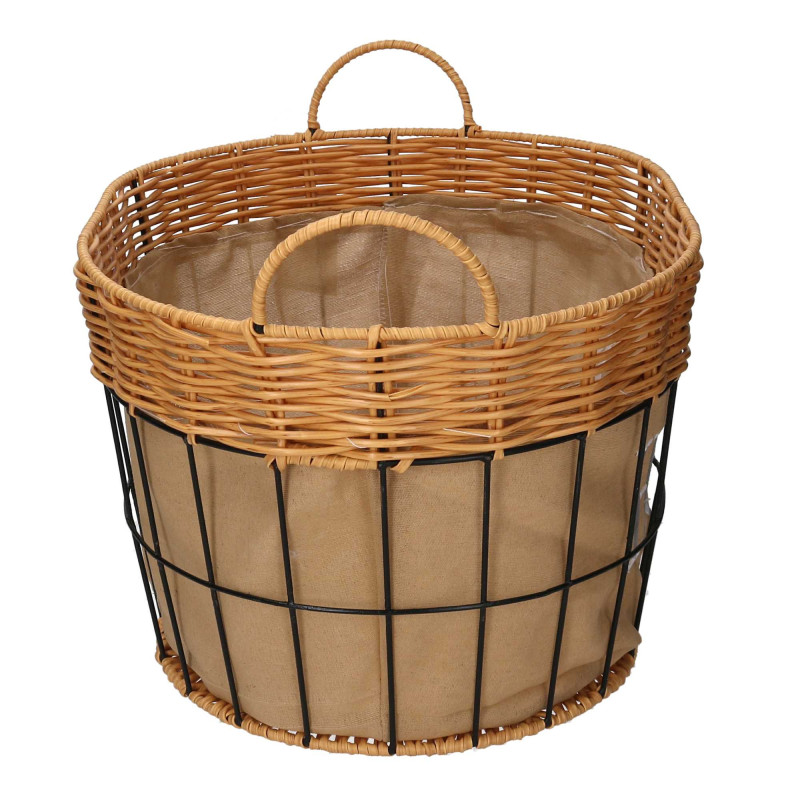 Cassetto Metallo Con Fodera Naturale Ovale Cm 45x35h25