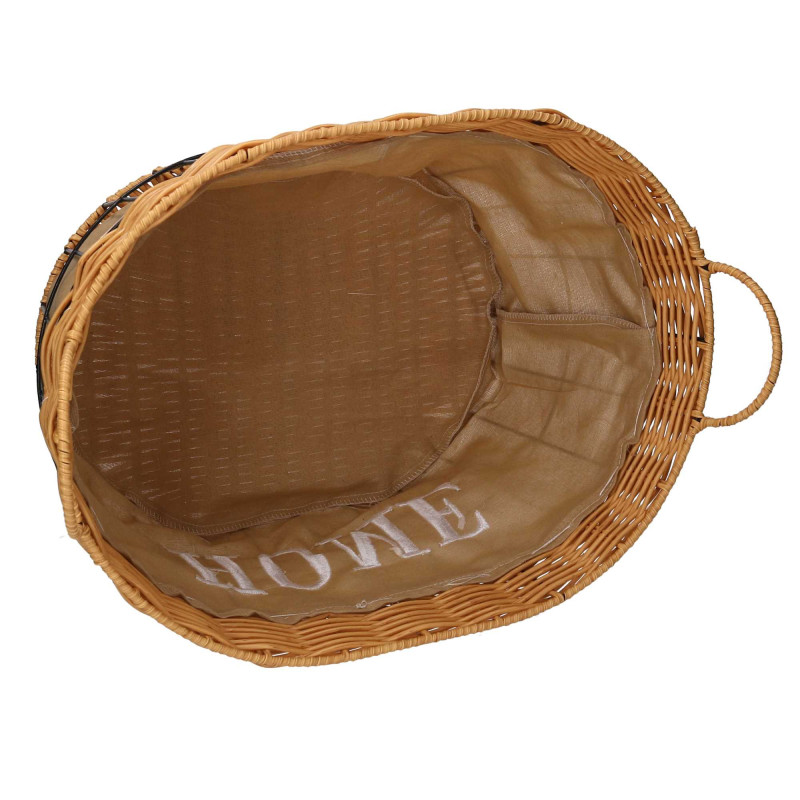 Cassetto Metallo Con Fodera Naturale Ovale Cm 45x35h25