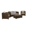 Salotto Rattan Manila Grigio Con Cuscini Divano 2 Posti