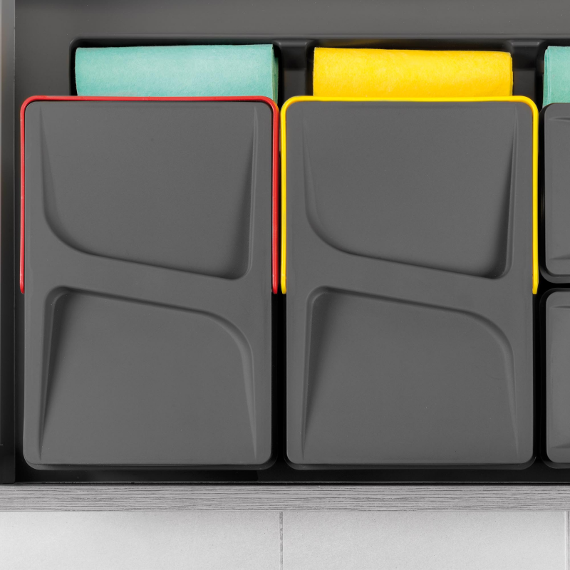 Contenitori per cassetti da cucina Recycle, Altezza 266, 2x15, Plastica grigio antracite, Tecnoplastica.