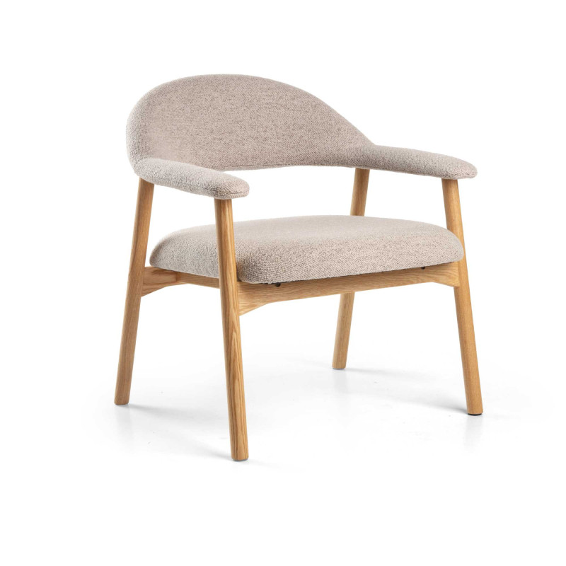Poltrona Relax Arya Tessuto Sabbia Struttura Legno Rovere Cm 70x70,5h45/76