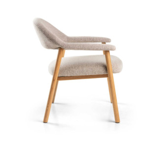 Zoom Poltrona Relax Arya Tessuto Sabbia Struttura Legno Rovere Cm 70x70,5h45/76