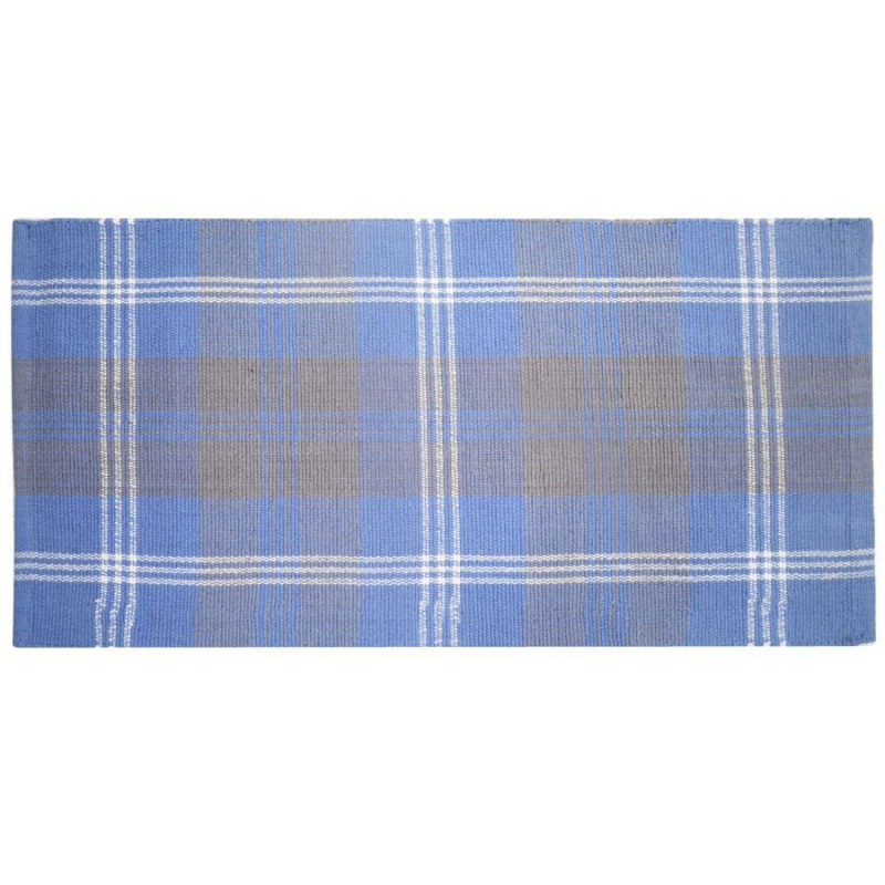 Tappeto bagno scozzese azzurro 100% cotone cm50x90