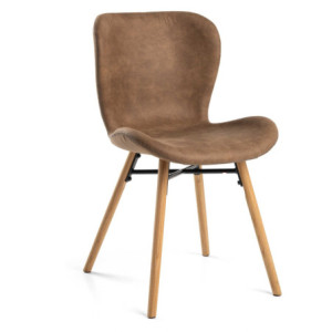 Sedia Tibalda Tessuto Marrone Struttura Legno Cm 48x55h46,5/82,5