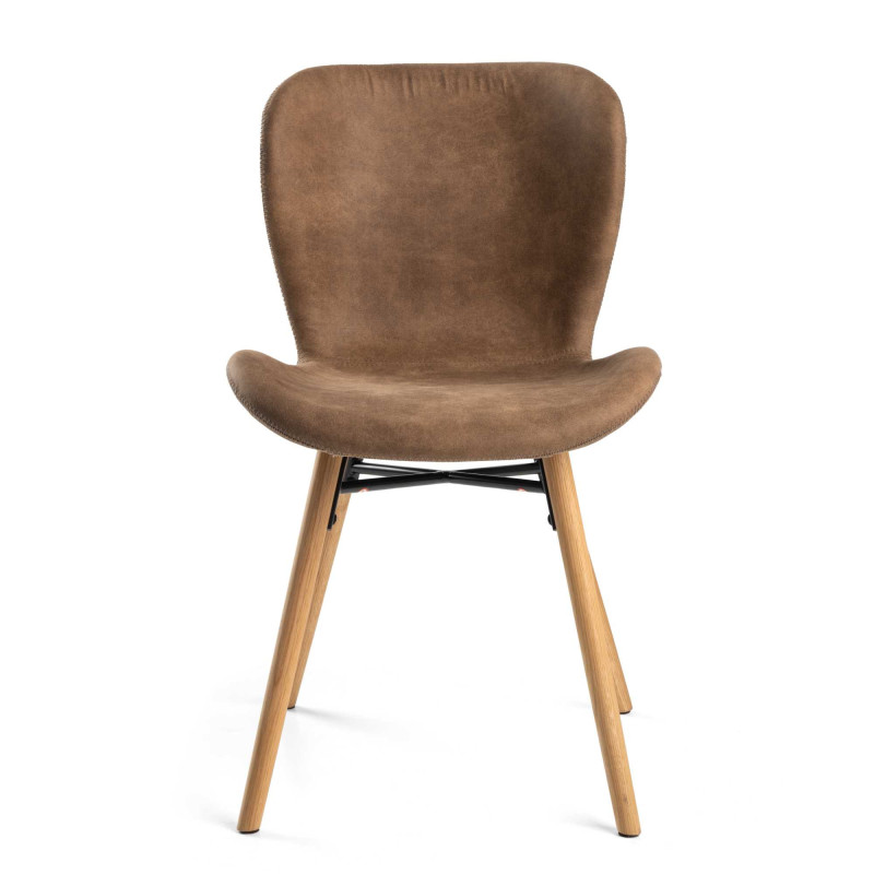 Sedia Tibalda Tessuto Marrone Struttura Legno Cm 48x55h46,5/82,5
