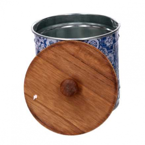 Zoom Scatola metallo mandala blu tondo cm ø11,7h12,3