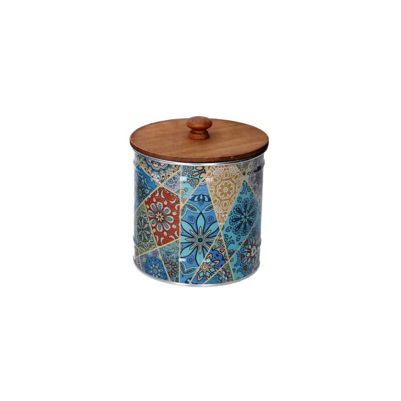 Scatola metallo mandala multicolor tondo cm ø11,7h12,3