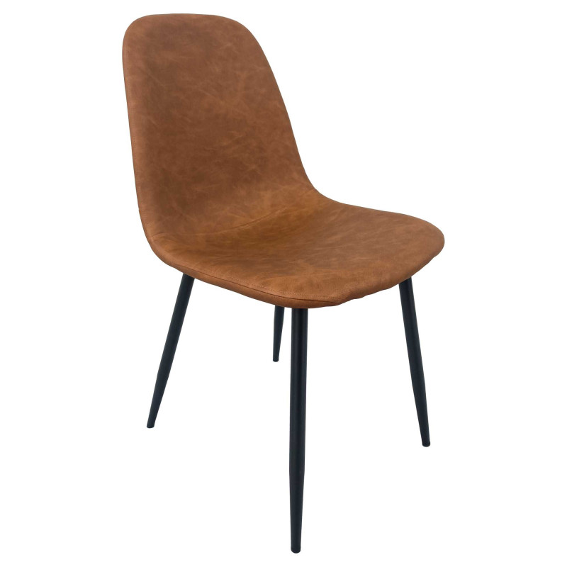 Sedia Malva Ecopelle Marrone Struttura Metallo Cm 44x54h46/86
