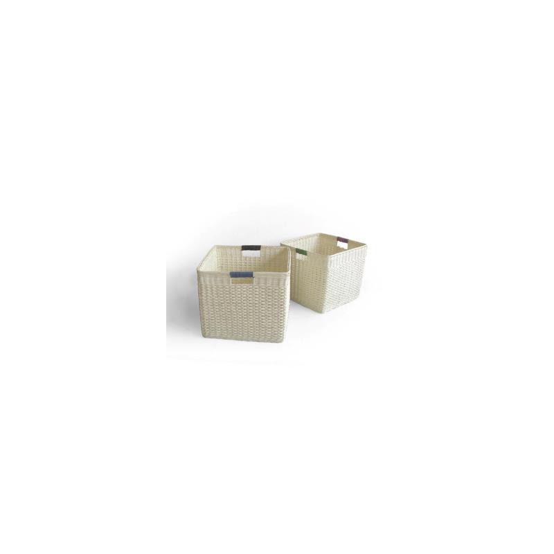Cestina rattan 1-2 naturale con manici quadro cm35xh30x35