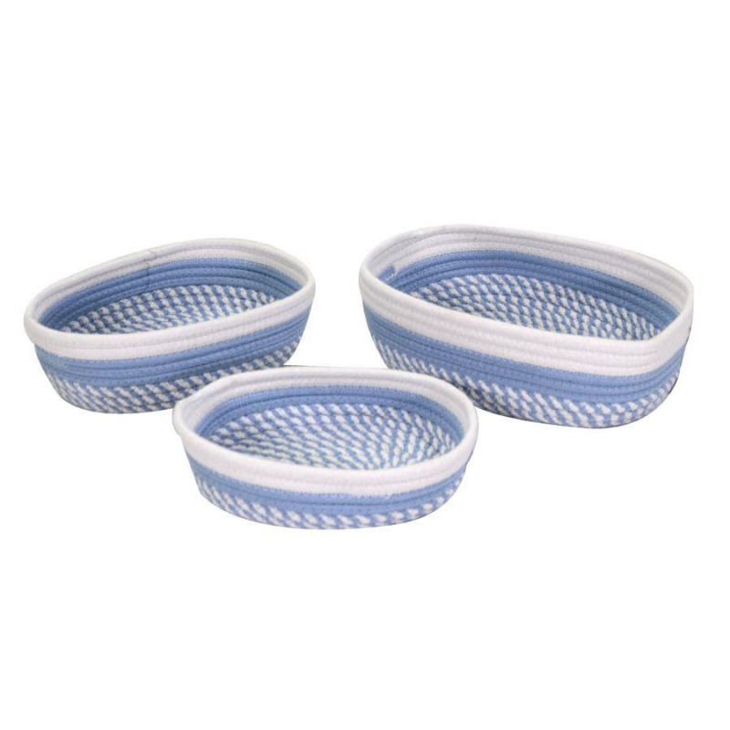 Cestina tessuto 1-3 azzurro bianco ovale cm28x23h7,5