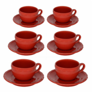 Tazzina caffe' set 6 pezzi juliet rossoc/piattino cmø7,5h5
