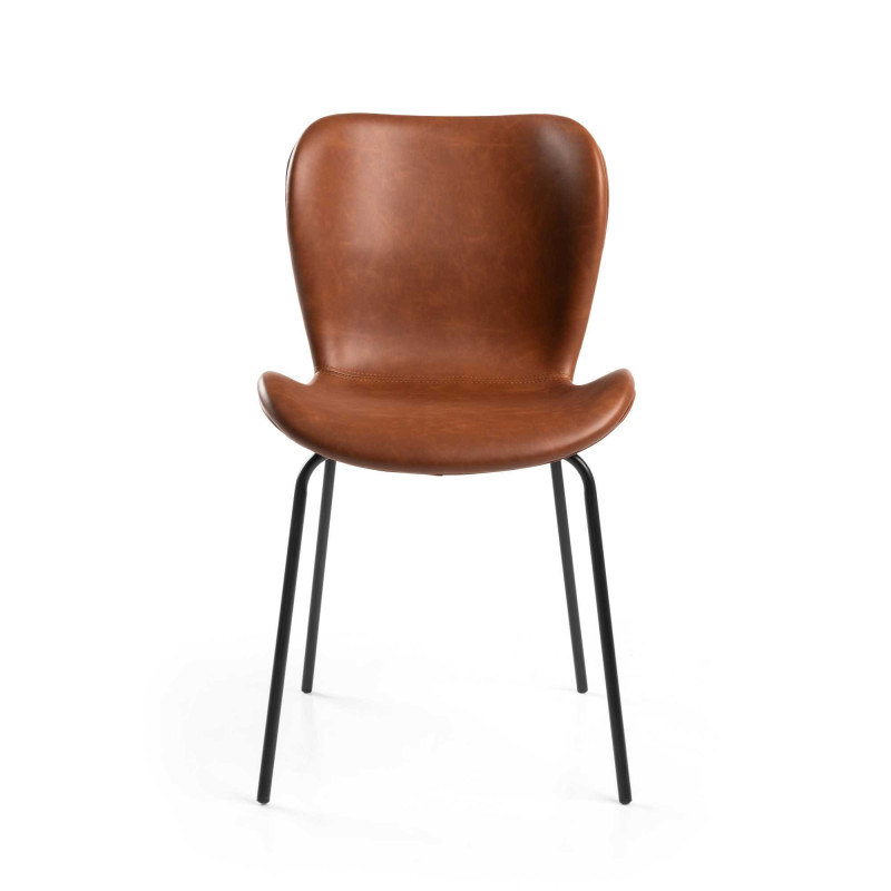 Sedia Tibalda Ecopelle Marrone Struttura Metallo Cm 48x55h46,5/82