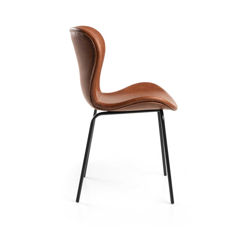 Sedia Tibalda Ecopelle Marrone Struttura Metallo Cm 48x55h46,5/82