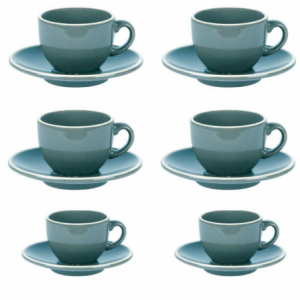Tazzina caffe' set 6 pezzi otello blu crema c/piattino cm8x5h6,5