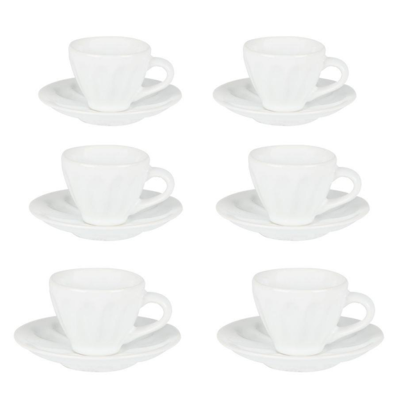 Tazzina caffe' set 6 pezzi amleto bianco c/piattino 7,5x7,5x4
