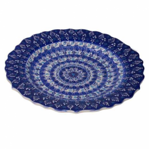 Zoom Piatto decorativo ceramica blu cm ø25h3