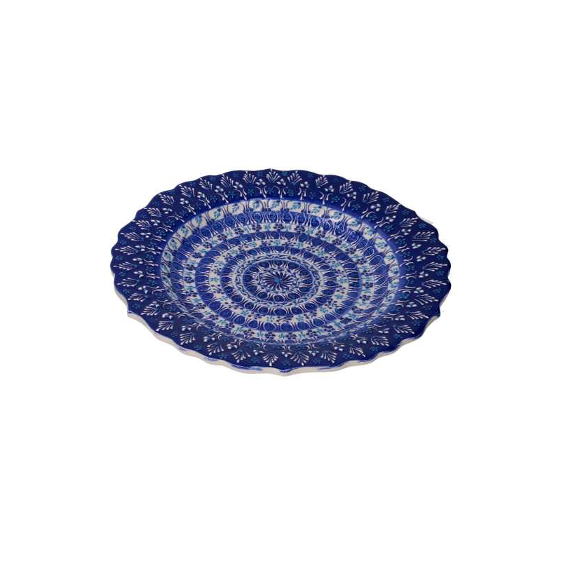 Piatto decorativo ceramica blu cm ø25h3